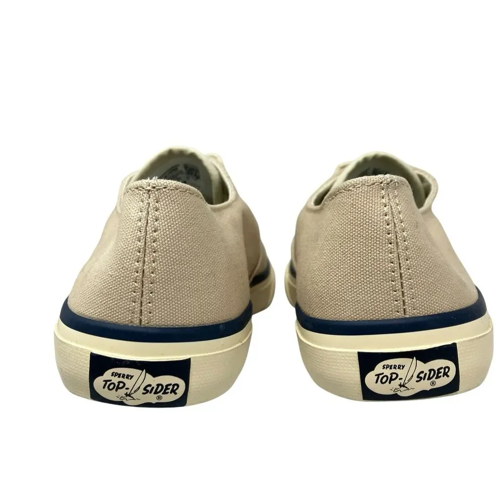 Sperry Sneakers Mens‎ 7 Beige Top-Sider Canvas Lace Up Nautical Boat 13519899